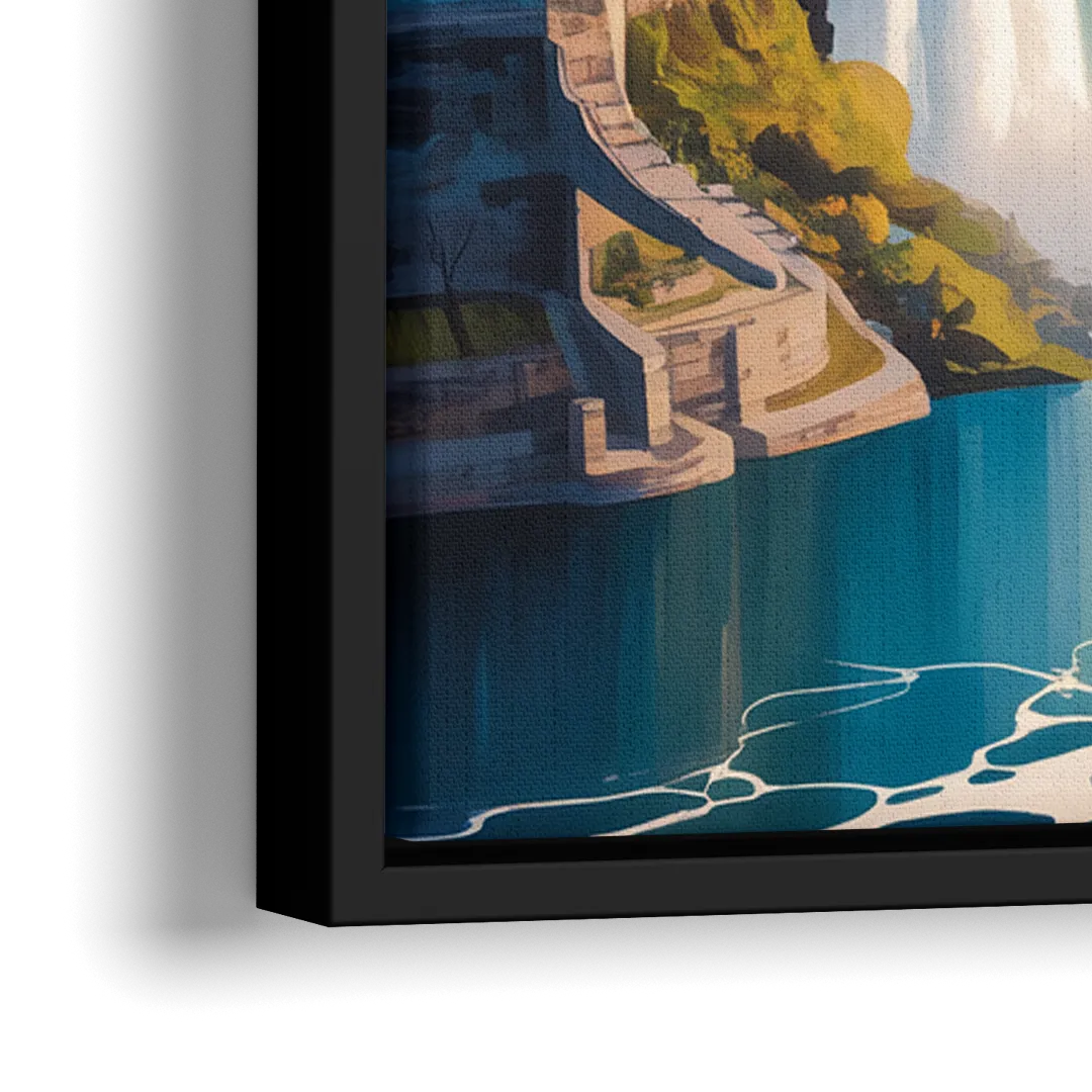 Niagara Falls from Above - Close-Up Black Frame Canvas