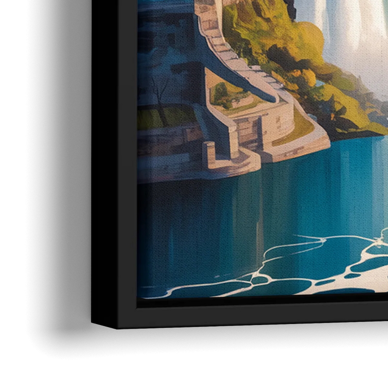 Niagara Falls from Above - Close-Up Black Frame Canvas
