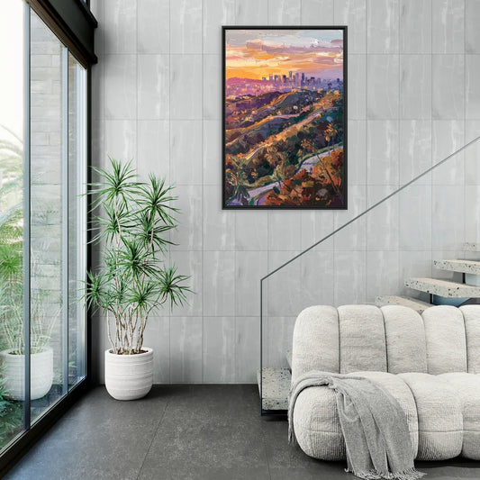 Los Angeles Hollywood Hills - Living Room Black Frame Canvas