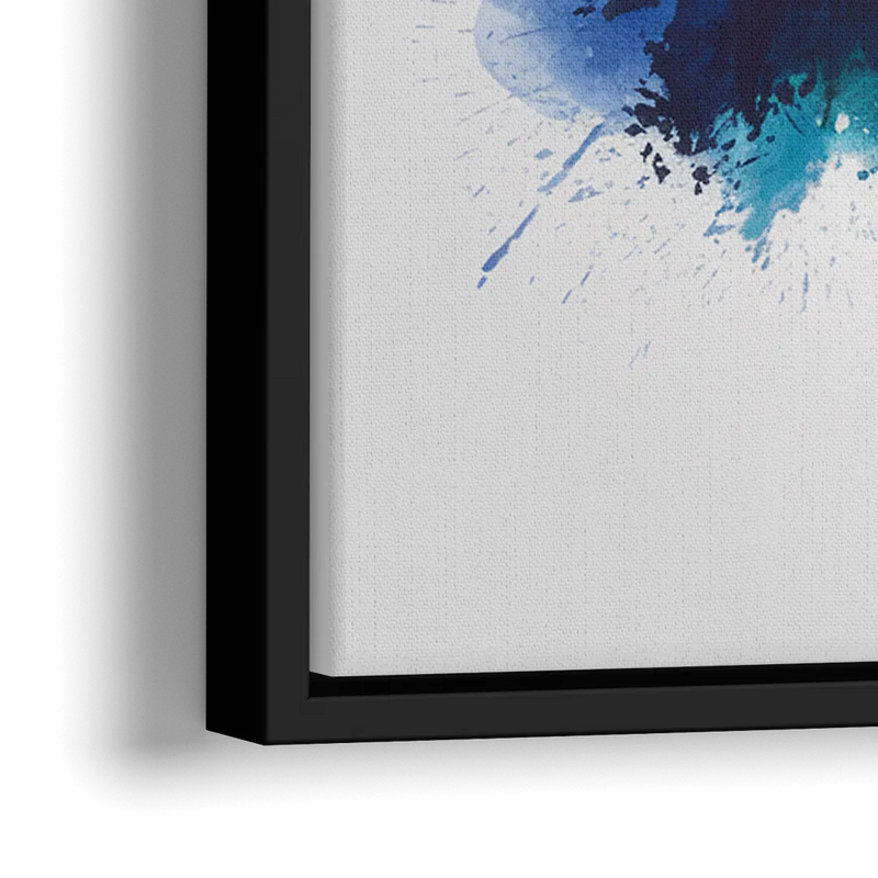 Charlotte Skyline With Blue Tones - Close-Up Black Frame Canvas
