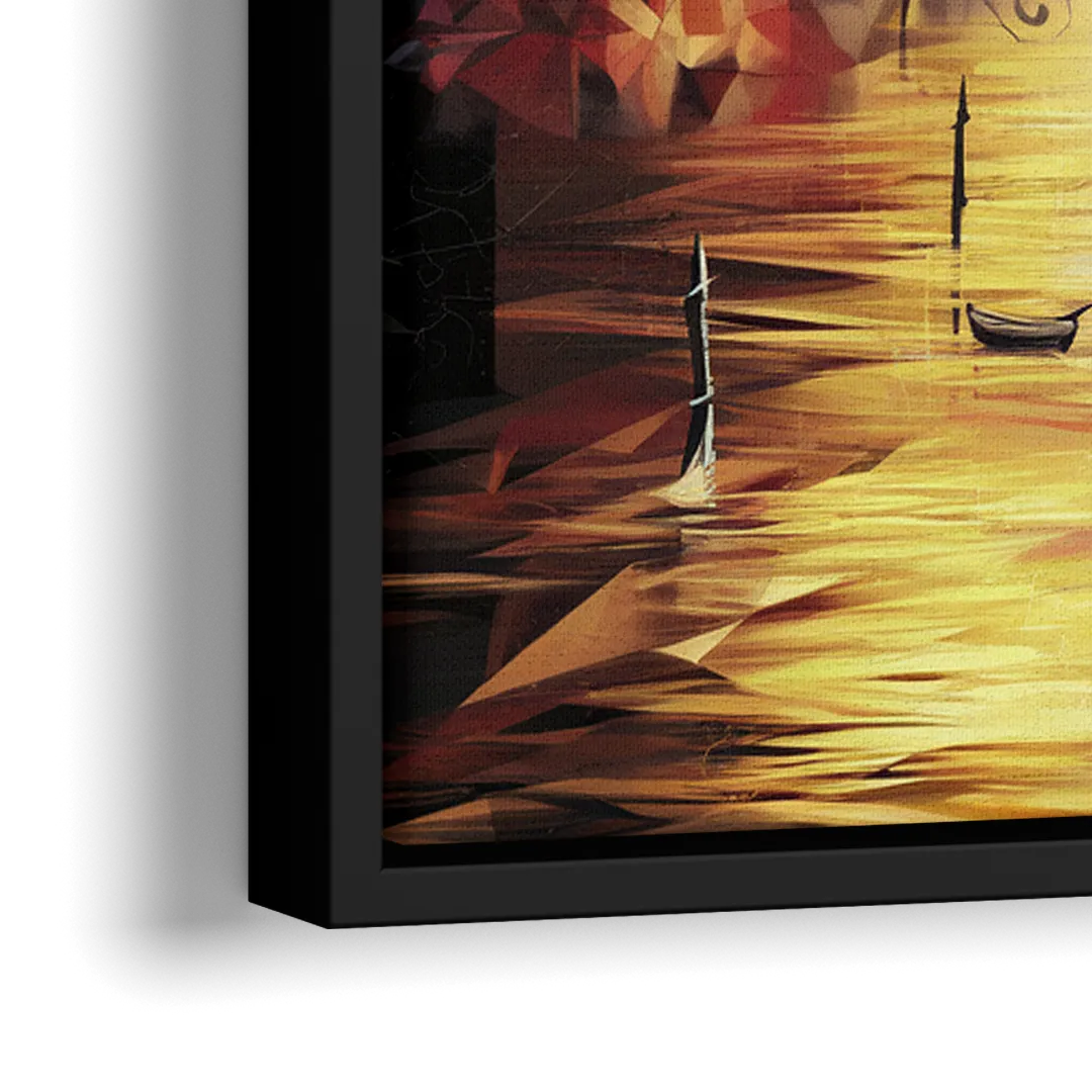 Oxford Cityscape Sunset - Close-Up Black Frame Canvas