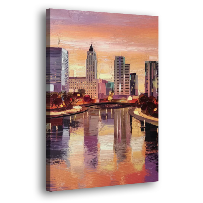 Columbus Cityscape Reflection - Canvas Print Art Sides