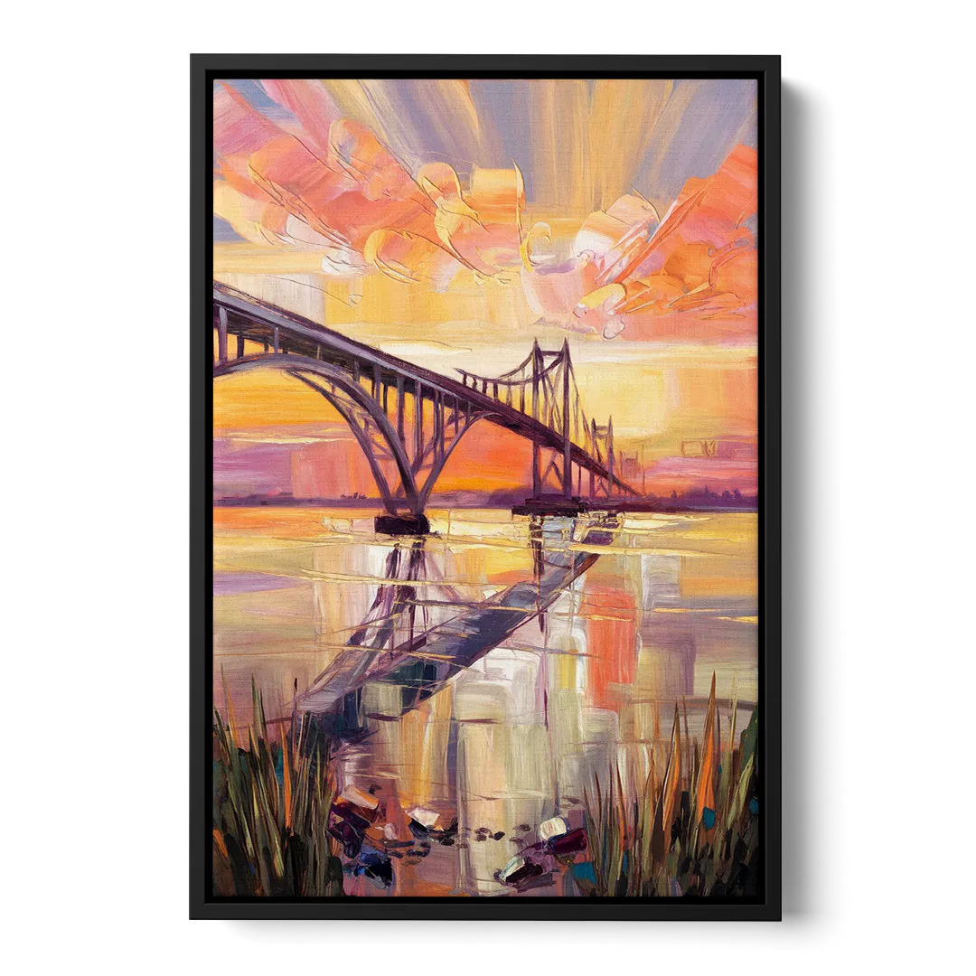 Chesapeake Bridge Panorama - Black Frame Canvas