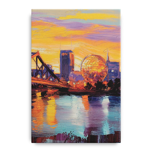 Knoxville Skyline Sunset - Canvas Wall Art