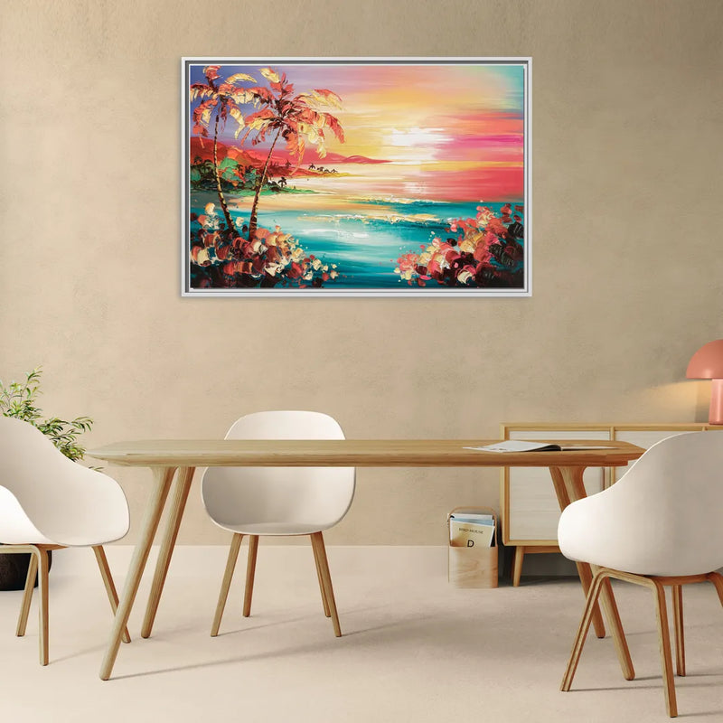 Fort Lauderdale Coastal Sunset - Living Room White Frame Canvas