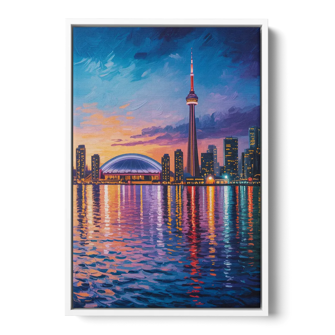 Polson Pier Toronto View - White Frame Canvas