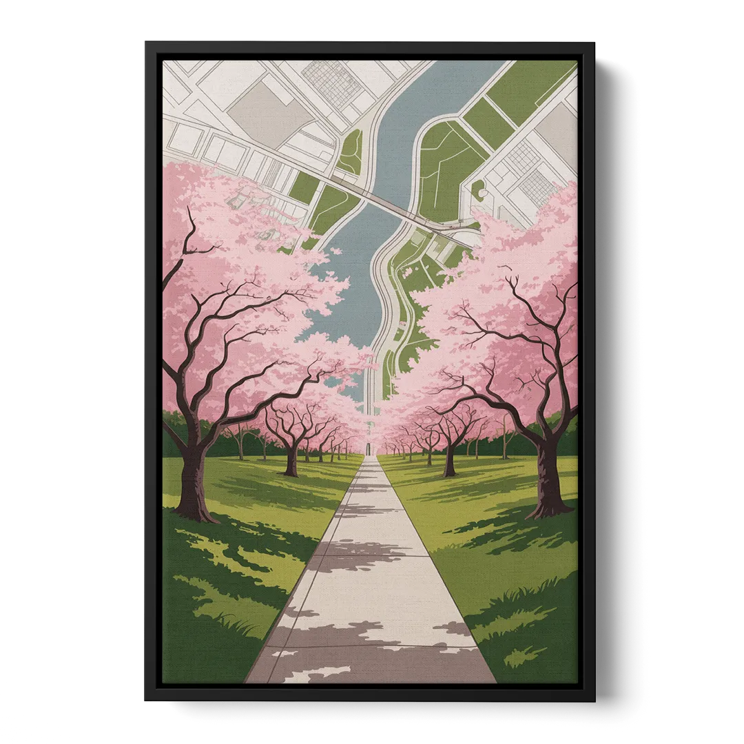 High Park Cherry Blossoms - Black Frame Canvas