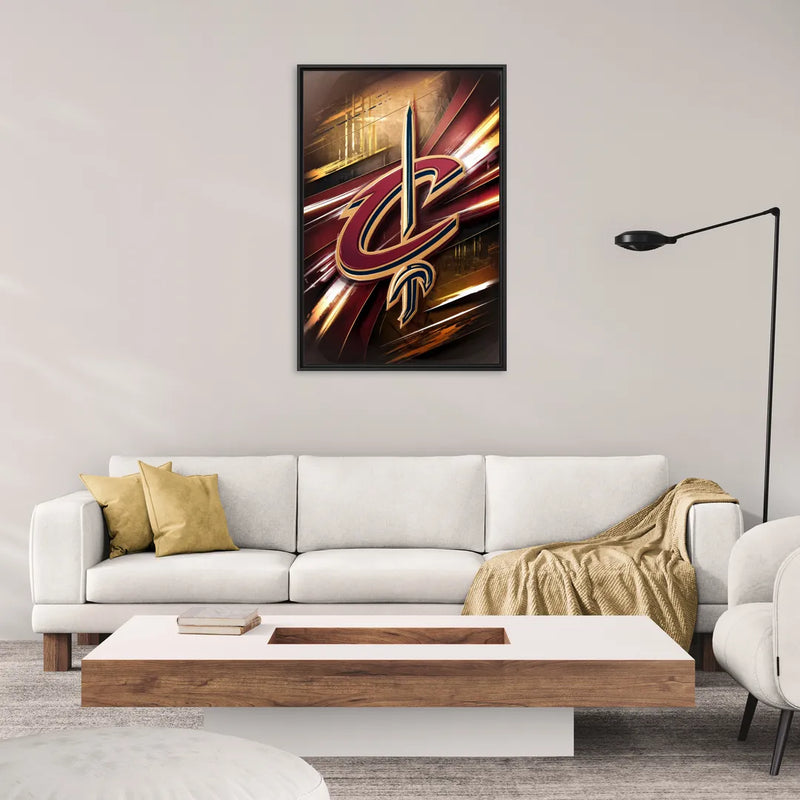 Cleveland Cavaliers Logo - Living Room Black Frame Canvas