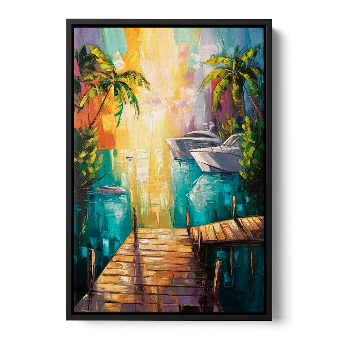 Key West Harbor Views - Black Frame Canvas