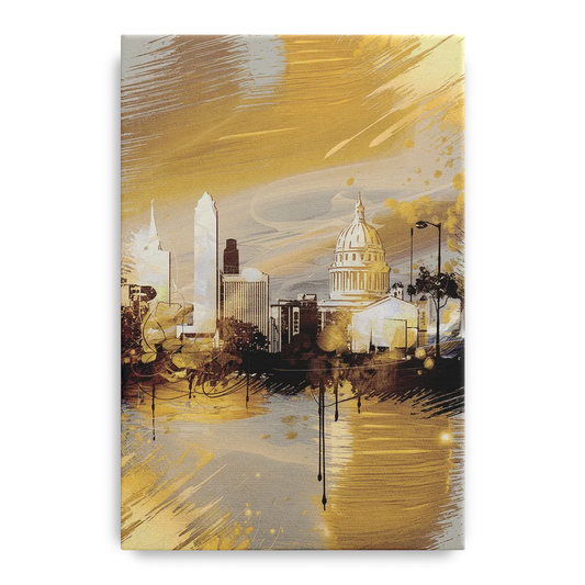 Lincoln Downtown Streetscape - Canvas Wall Art