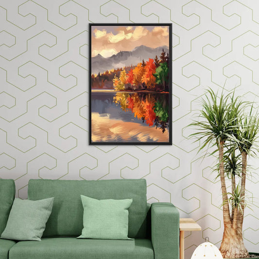 Lake Placid Scenic Reflections - Living Room Black Frame Canvas