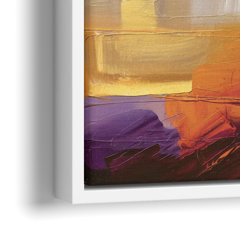 San Francisco Golden Hour Skyline - Close-Up White Frame Canvas