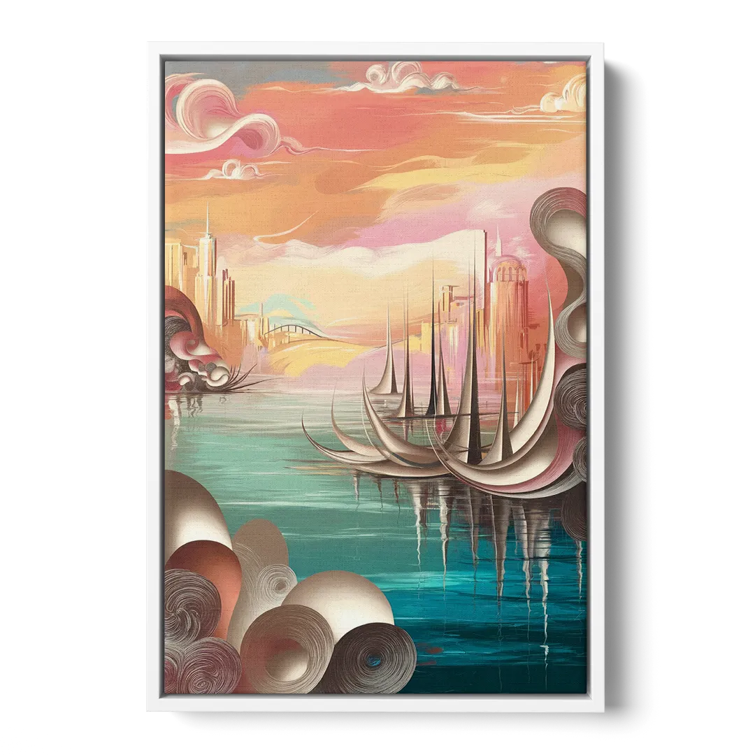 Mackinac Island Waterfront Serenity - White Frame Canvas