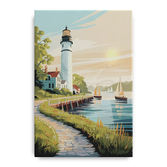 Mackinac Island Historic Lighthouse - Canvas Wall Art