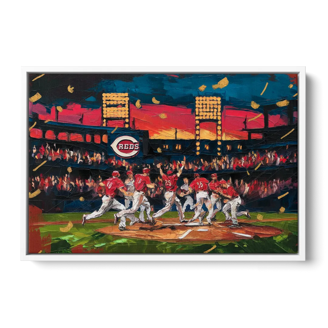 Cincinnati Reds Historic Moments - White Frame Canvas
