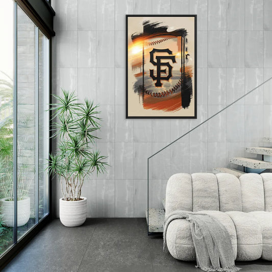 San Francisco Giants Logo Design - Living Room Black Frame Canvas