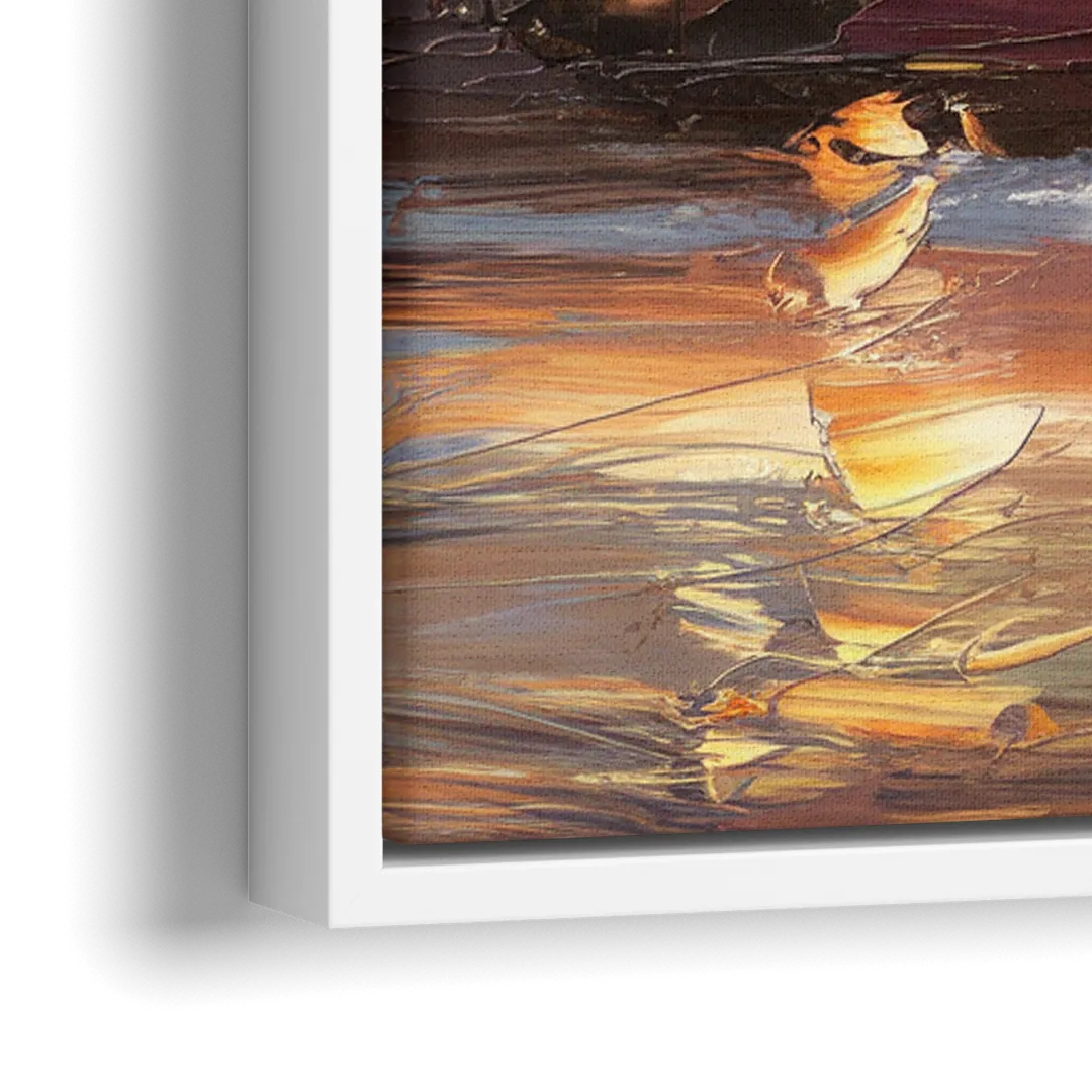 Little Rock Skyline at Sunset - Close-Up White Frame Canvas