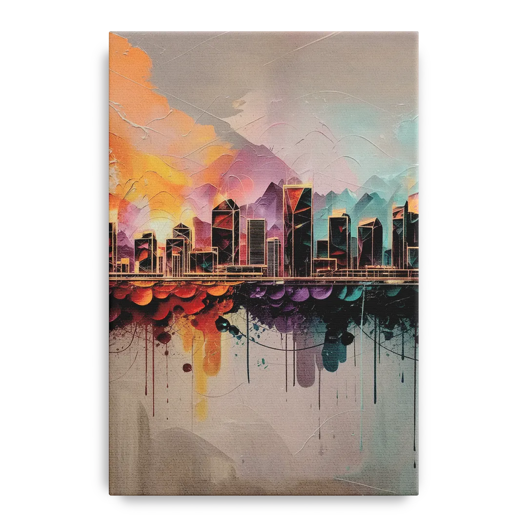 Denver Artistic Skyline - Canvas Wall Art