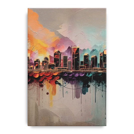 Denver Artistic Skyline - Canvas Wall Art