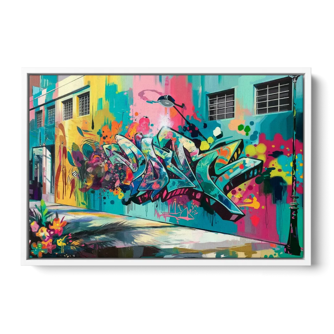 Miami Wynwood Murals - White Frame Canvas