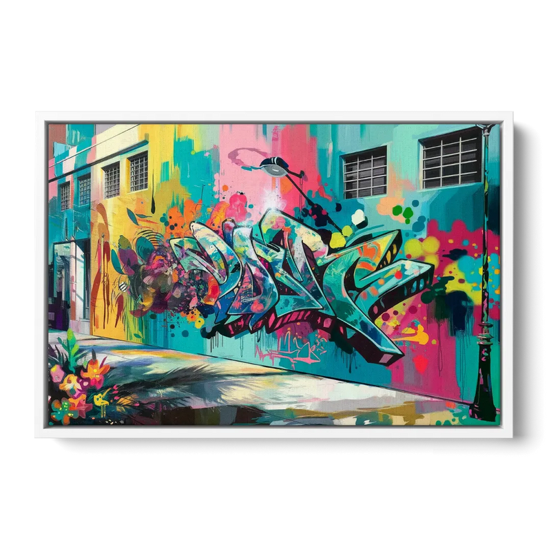 Miami Wynwood Murals - White Frame Canvas
