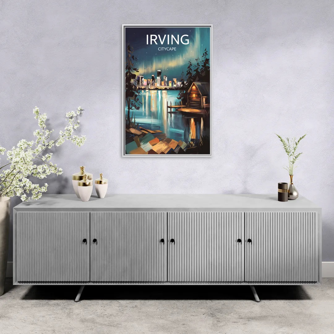 Irving Night Lights - Living Room White Frame Canvas