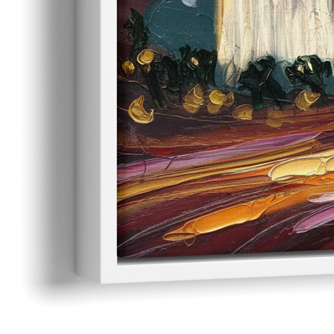 Las Vegas Skyline at Sunset - Close-Up White Frame Canvas