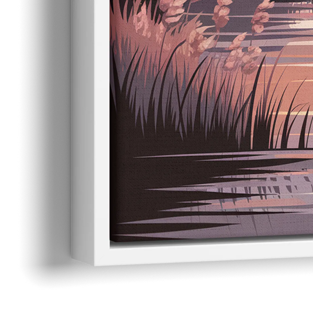 Chesapeake Bay Sunset Glow - Close-Up White Frame Canvas