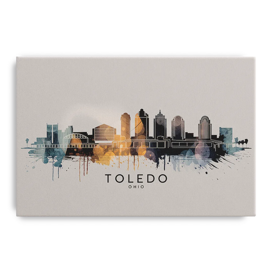 Toledo Skyline Panorama - Canvas Wall Art