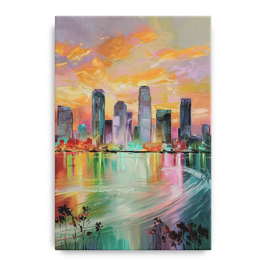 Tampa Skyline at Sunset - Canvas Wall Art