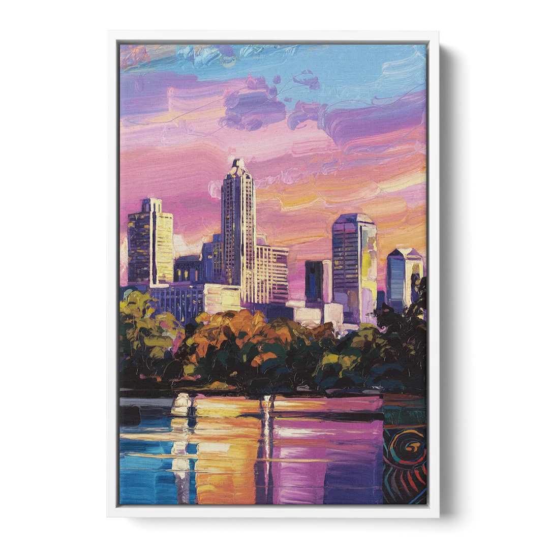 Austin East Side Murals - White Frame Canvas
