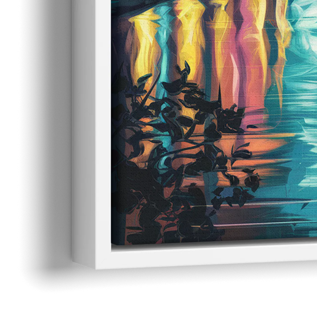 Austin Night Lights - Close-Up White Frame Canvas