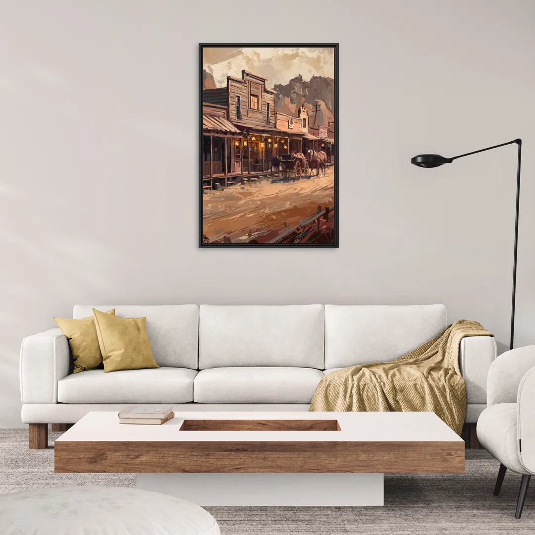 Tombstone Old West Charm - Living Room Black Frame Canvas