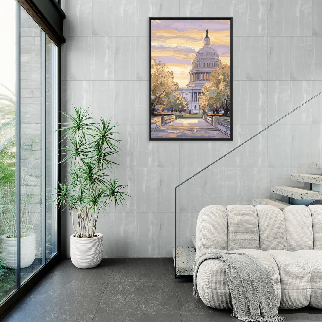 Lincoln Capitol Building - Living Room Black Frame Canvas