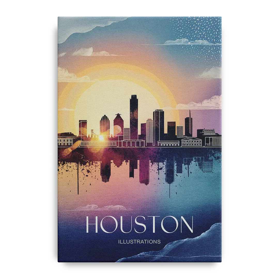 Houston Iconic Landmarks - Canvas Wall Art