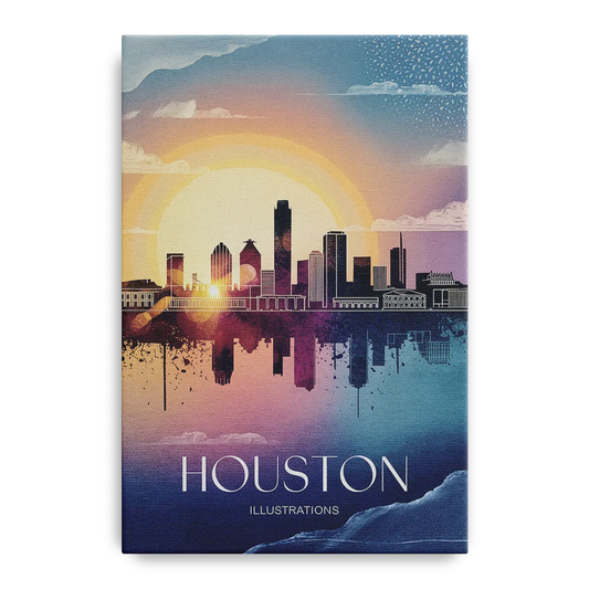 Houston Iconic Landmarks - Canvas Wall Art