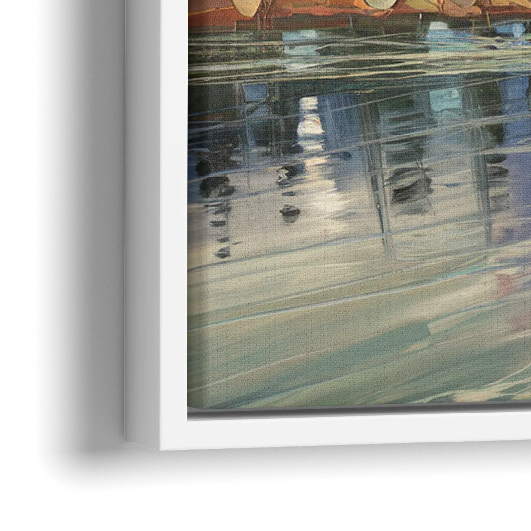 Jackson Hole River Reflection - Close-Up White Frame Canvas