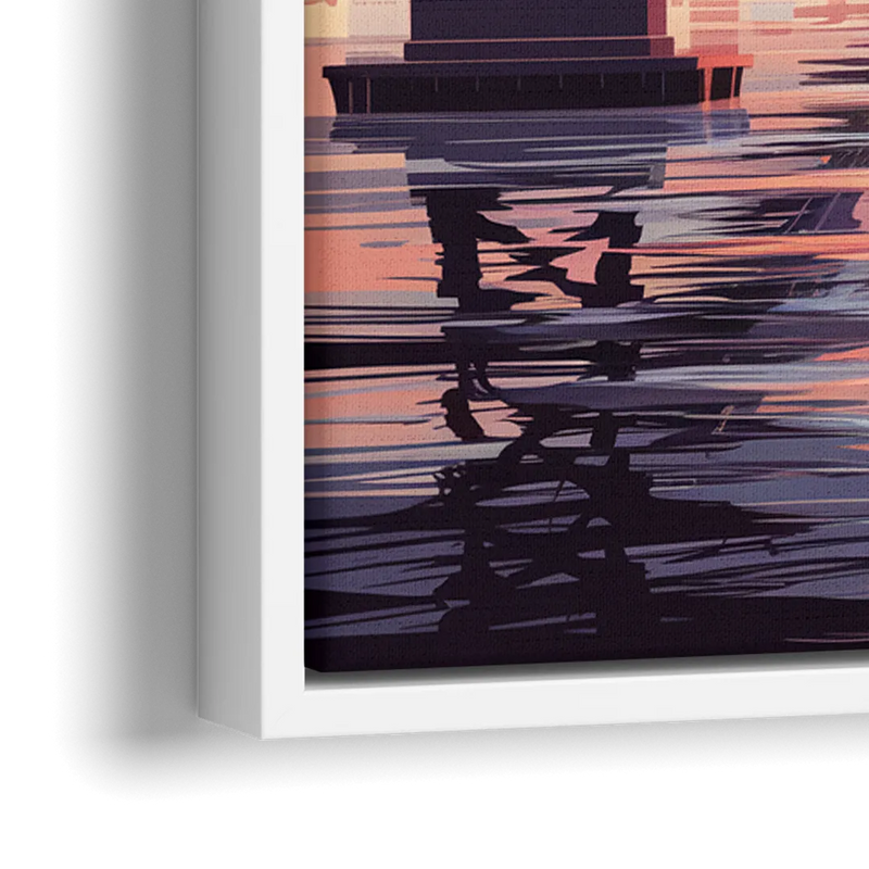 San Francisco Skyline at Sunset - Close-Up White Frame Canvas