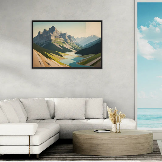 Banff Alpine Peaks - Living Room Black Frame Canvas