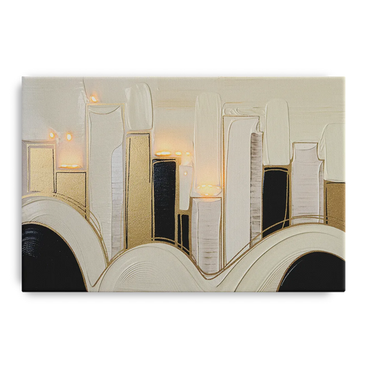 New York City Golden Glow Skyline - Canvas Wall Art