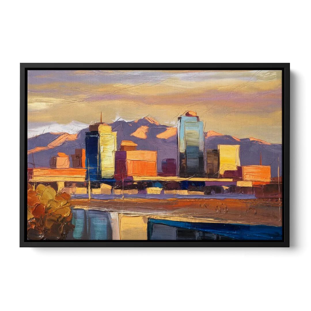 El Paso Skyline View - Black Frame Canvas