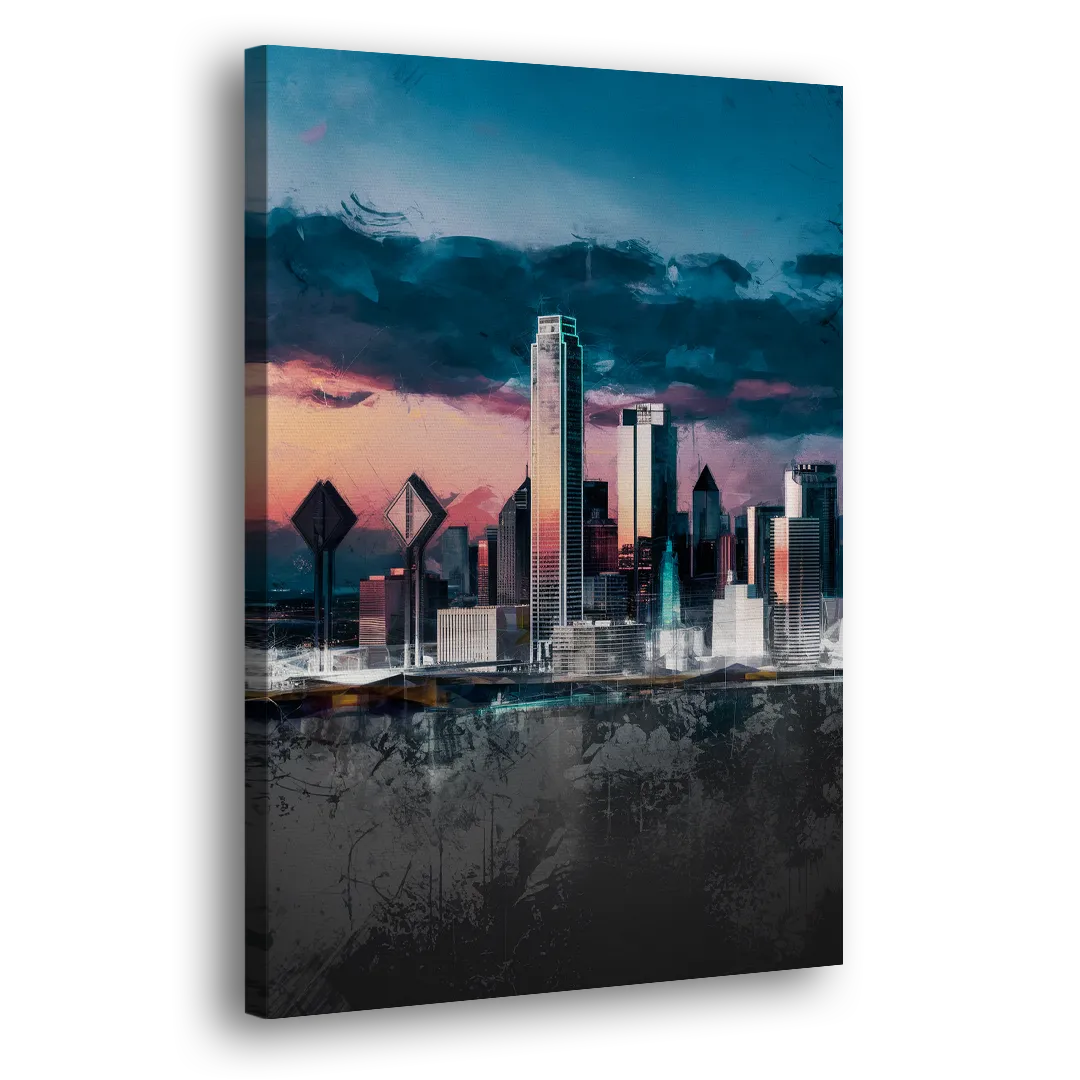 Dallas Cityscape Panorama - Canvas Print Art Sides