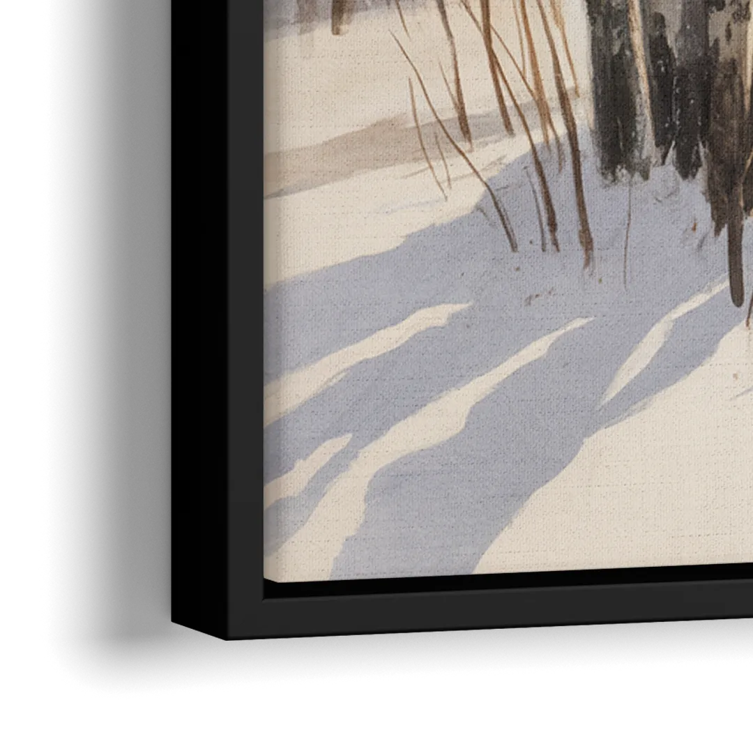 Montreal Winter Charm - Close-Up Black Frame Canvas
