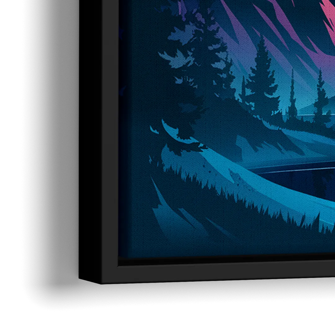 Aurora Starry Night - Close-Up Black Frame Canvas