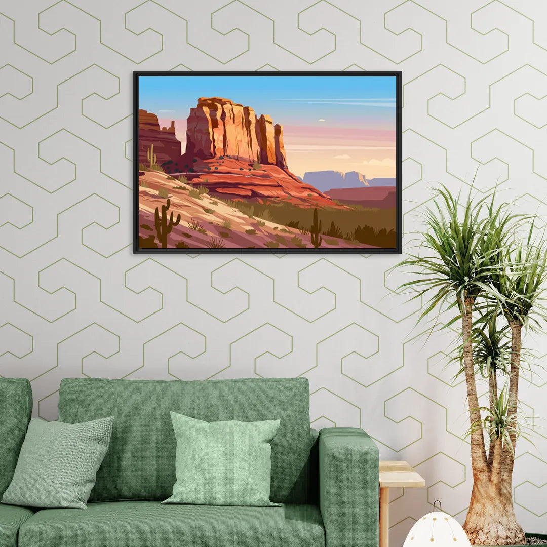 Sedona Majestic Rock Formations - Living Room Black Frame Canvas