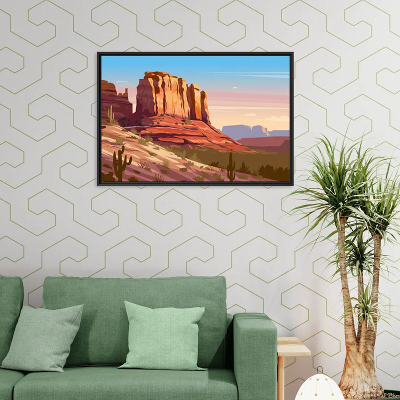 Sedona Majestic Rock Formations - Living Room Black Frame Canvas