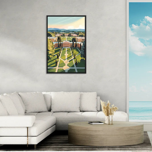 Madison Campus Aerial View - Living Room Black Frame Canvas