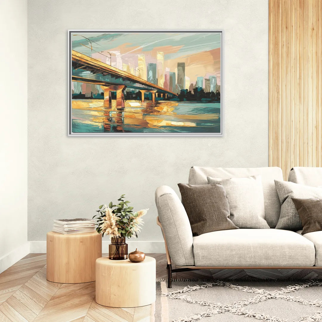 Houston Be Someone Bridge - Living Room White Frame Canvas