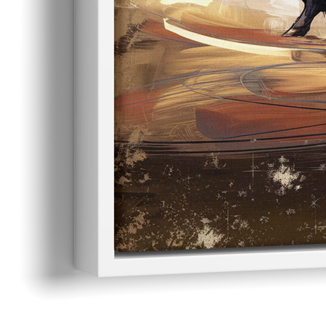 Buffalo Peace Bridge Glow - Close-Up White Frame Canvas