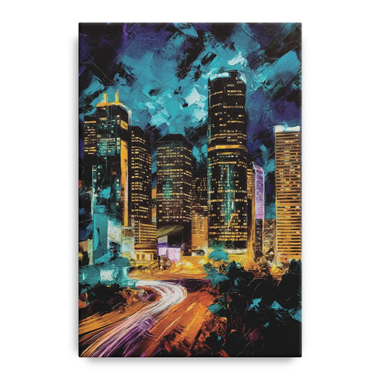 Houston Urban Nights - Canvas Wall Art